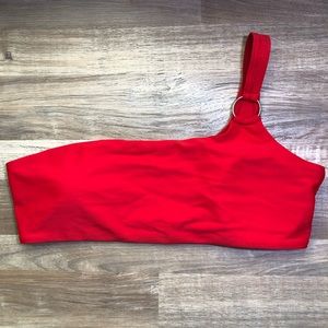 SHEIN Red One Shoulder Swimsuit Top
